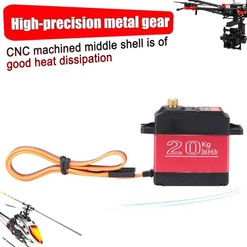 Vista 8 de RC Servo, 44.1 lbs 55.1 lbs Metal Gear High Torque Digital Servo para amantes de RC (44.1 lbs)