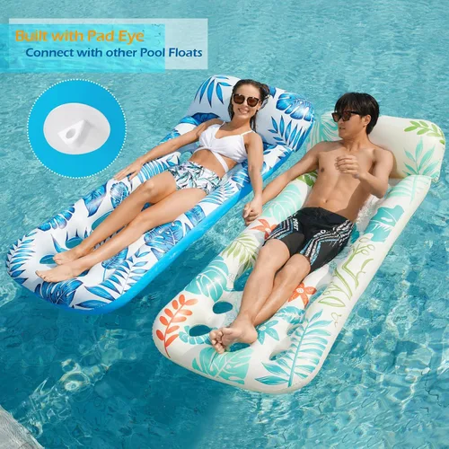 Vista 4 de Jasonwell Flotador inflable para piscina, flotadores, balsas para adultos, tumbona flotante, bronceador solar, flotadores de agua fría, natación