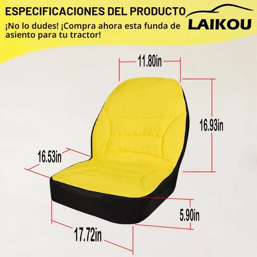 Vista 7 de Funda de Asiento Grande Acolchada con Respaldo de Asiento de Hasta 18'' de Alto Compatible con John Deere LP95233 para Tractor Utilitario Compacto