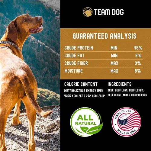 Vista 7 de Team Dog Golosinas para perros con corazón, pulmón e hígado de res, 5.4 onzas, sin gluten y sin granos