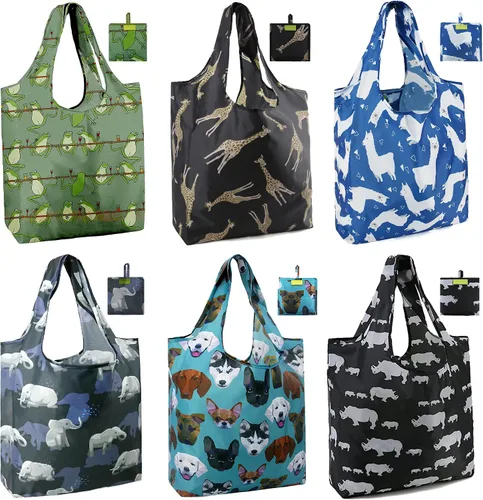 Vista 35 de Bolsas de la compra de animales reutilizables plegables bolsas de comestibles