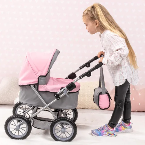 Vista 6 de Bayer Design Cochecito Trendy para muñeca bebé en gris/rosa, 67 x 41 x 68 centímetros, 1300800