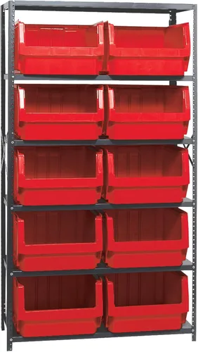 Vista 591 de Quantum QSBU-245BK Heavy Duty Shelving Unit with (7) Shelves and (24) QUS245 Black Bins for Garage Warehouse Storage Distribution 400 lb Load