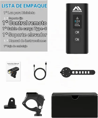 Vista 8 de Luces de bicicleta, 17 LED de 4800 lúmenes, luz de bicicleta con 4 modos, 10000 mAh USB recargable luz de bicicleta para bicicleta con pantalla