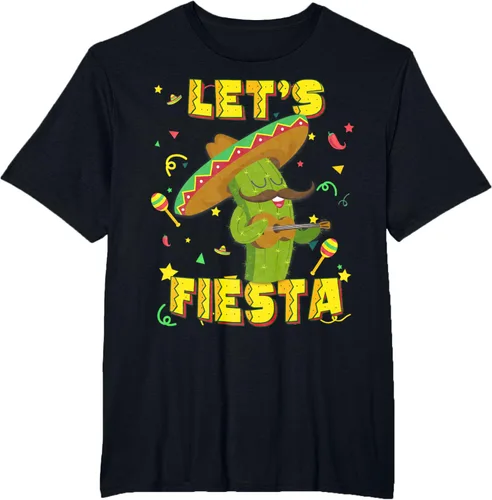 Vista 36 de Cinco De Mayo - Camiseta de regalo con sombrero de cactus Let's Fiesta, Negro, S