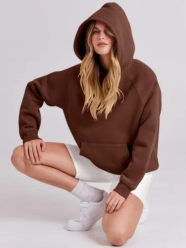Vista 7 de ANRABESS Sudaderas con capucha de gran tamaño para mujer, de manga larga, de vellón, básicas, para otoño, de moda Y2K