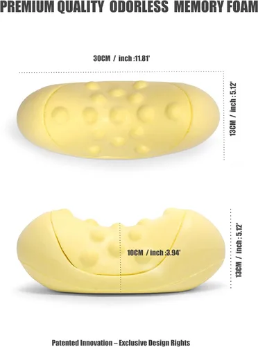 Vista 6 de Bespilow Almohada Cervical de Rollo de Cuello de Doble Capa Patentada - Parte Superior Cómoda + Base de Espuma Viscoelástica Firme, Soporte