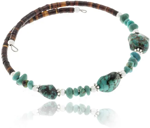Vista 9 de Pulsera ajustable con certificado Navajo de color turquesa natural 12732-14, fabricada por Loma Siiva
