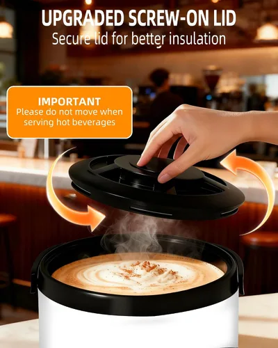 Vista 7 de Dispensador de bebidas aislado – Dispensador térmico de té frío y caliente – Acero inoxidable de 12 L/3.2 galones con espita para té, café, leche