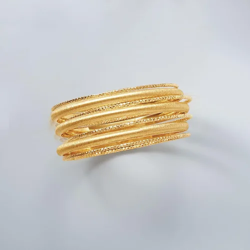 Vista 4 de Ross-Simons Italian 18kt Gold Over Sterling Silver Jewelry Set 7 Bangle Bracelets
