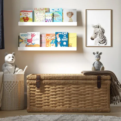 Vista 9 de Wallniture Denver - Estantería de pared blanca de 34 pulgadas para habitación de niños, estantes flotantes de pared para decoración de guardería