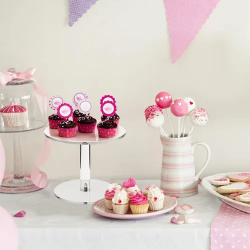 Vista 6 de WILLSIN Soporte de tarta acrílico, soportes de tarta redondos para mesa de postres, soporte de cupcakes transparente para fiesta de cumpleaños