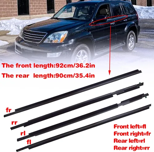 Vista 7 de 4 piezas de repuesto de sello de ventana negro para Land Cruiser Prado y GX470 2003-2009