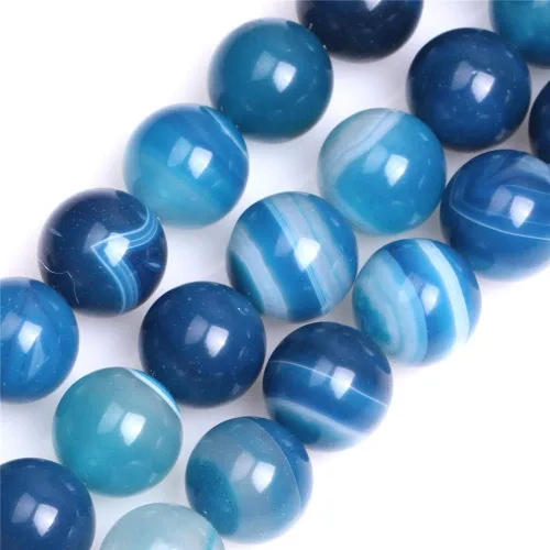 Vista 15 de GEM-Inside Cuentas Sueltas de Piedras Preciosas de Ágata Azul Bandeada Natural de 6mm Cuentas Redondas de Piedra de Energía para Hacer Joyas 15