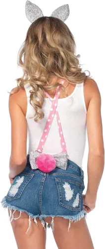 Vista 4 de Leg Avenue Kit de accesorios de disfraz de conejo brillante para mujer, 3 piezas, Rosado