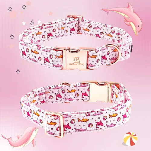 Vista 102 de Collar de perro Lionheart Glory, collar de perro rosa con flor, lindo collar para mascotas con patrón floral ajustable para perros pequeños Rosado