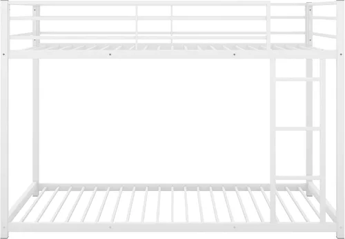 Vista 12 de Cama tipo loft de metal individual con estanterías deslizantes y de almacenamiento, marco de cama de metal resistente con aro de baloncesto, anillos