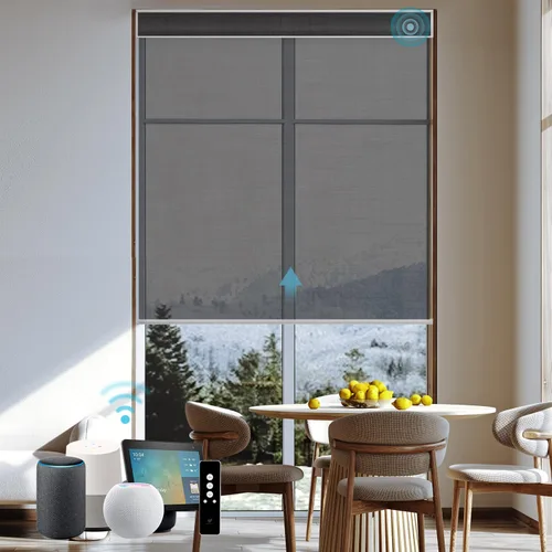Vista 10 de SmartWings Persianas Motorizadas con Filtro de Luz, Compatible con Matter Thread Homekit Z-Wave Alexa Google, Persianas con 70% de Opacidad Safari
