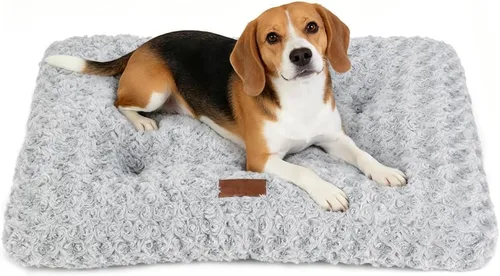 Vista 14 de Alfombrilla de cama para perro, suave y mullida, para jaula de perro, cama para perros pequeños, medianos y grandes, y gatos, lavable Marrón