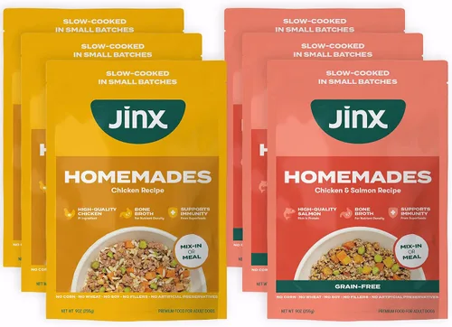 Vista 14 de Jinx Alimento húmedo para perros sin granos de carne de res, hecho en casa, paquete de 6, 9 onzas