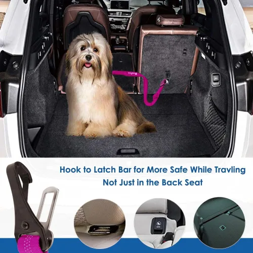 Vista 42 de SlowTon Cinturón de seguridad para perro, correa de cinturón de seguridad ajustable para perro, 2 en 1, cinturón de seguridad para perro
