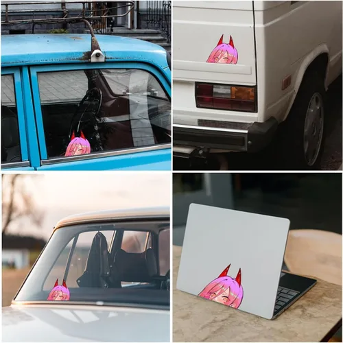 Vista 3 de 5.1" 2Pcs para chicas lindas, calcomanías de anime para auto Peeker, accesorios para coche, calcomanías y pegatinas para ventana, maletero