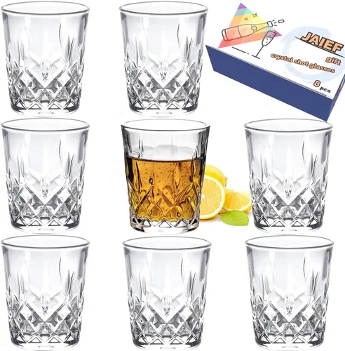 Vista 8 de JAIEF Vasos de chupito de tequila de 1.7 onzas con base pesada, vasos de cristal cordial (4)