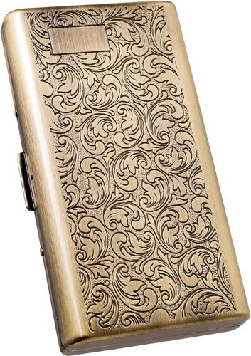 Vista 10 de Goshentech Estuche vintage, capacidad de 14, metal plateado metálico negro brillante, doble cara, caja de tarjeta bancaria, caja de efectivo