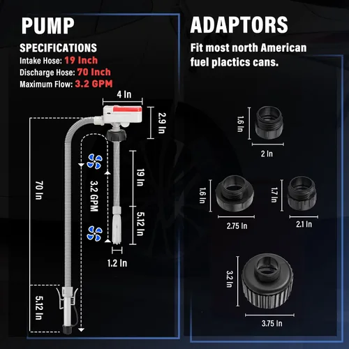Vista 9 de Nitigo Bomba de transferencia de combustible con sensor de parada automática y protección contra fugas (3.2 GPM), bomba de transferencia portátil