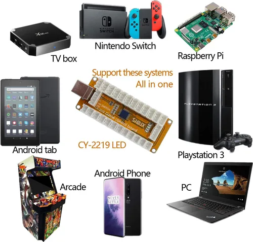 Vista 3 de SJJX Arcade Game Controller USB Encoder 2 Player Gamepad Microswitch Button 8way Joystick for Nintendo Switch PC PS3 Retropie Raspberry Pi MAME