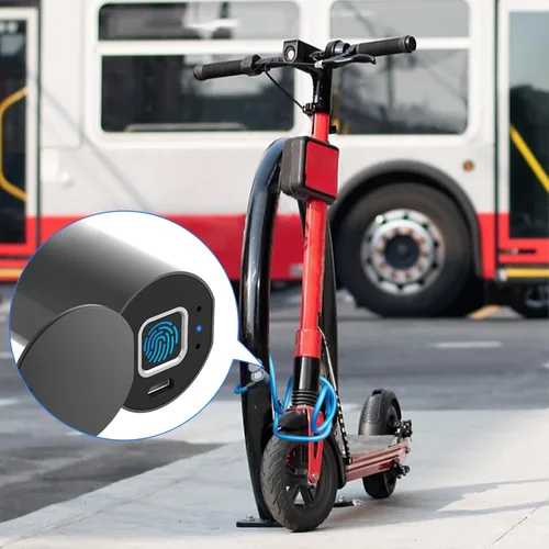 Vista 5 de Candado de bicicleta Candado de cable con combinación sin llave eLinkSmart: Candado de cable impermeable azul de 59.1 in de largo de acero
