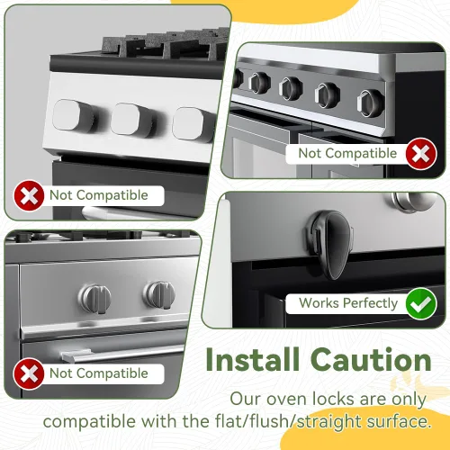 Vista 3 de SAFELON 1 cerradura de puerta de horno de seguridad para niños, cerradura frontal para horno a prueba de niños, material resistente al calor, Negro