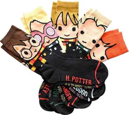 Vista 2 de Harry Potter Cute Chibi Character Art JuniorsLadies Crew Socks 5 Pair Pack