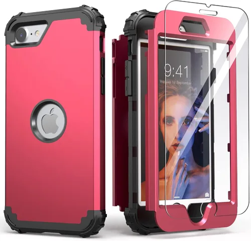 Vista 21 de IDweel Funda para iPhone SE 2020 con protector de pantalla, para iPhone SE 2022, 3 en 1, absorción de golpes, ajuste delgado, cubierta