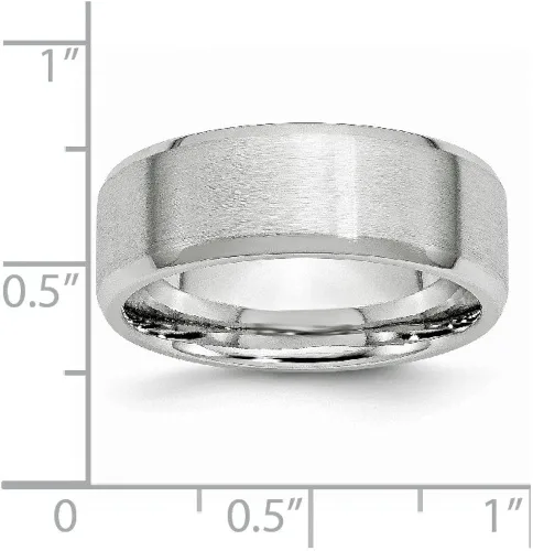 Vista 6 de Anillo liso liso de cobalto biselado borde 0315in para hombre liso clásico de boda cepillado acabado mate anillo de banda