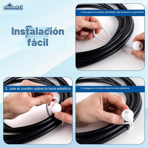 Vista 3 de Paquete de 25 cuerdas elásticas de bolas elásticas de 6 pulgadas de diámetro para toldo, red, postes, jardín, herramientas, cables, cable resistente