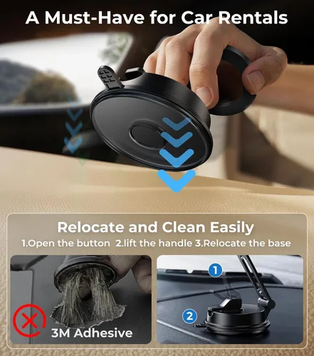 Vista 8 de Soporte plegable de succión al vacío: soporte magnético para teléfono de automóvil para magsafe, brazo de aleación aeroespacial, el mejor