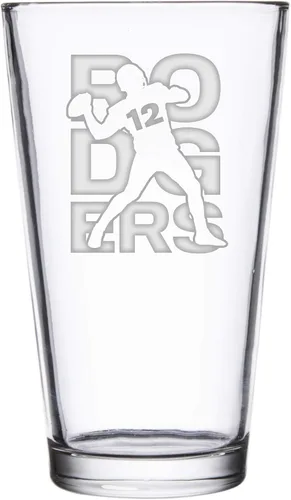 Vista 7 de Hat Shark Jugador atlético deportivo de fútbol – Vasos de pinta grabados con láser para cerveza, jarra de 16 onzas (Allen #17)