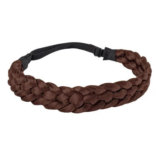 Vista 9 de Fumwase Diademas trenzadas de cabello sintético de 5 hebras, elásticas, clásicas, gruesas, anchas, trenzadas, trenzadas, banda trenzada, diadema