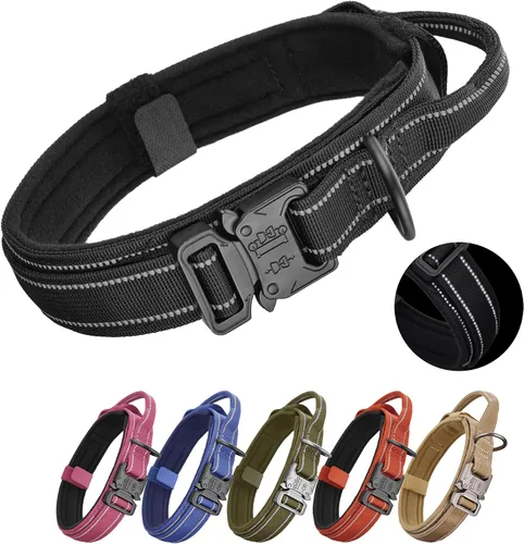 Vista 10 de KCUCOP - Collar táctico para perro, collar militar para perro, collares para perro Tactipup, ajustable, hebilla de metal resistente para perros M, L