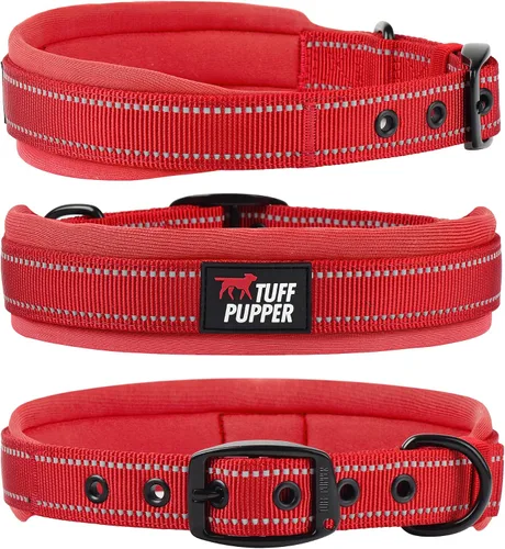 Vista 6 de Tuff Pupper Collar de perro acolchado ultra cómodo Acolchado grueso de neopreno Collar de perro con correa de nailon balístico con costuras