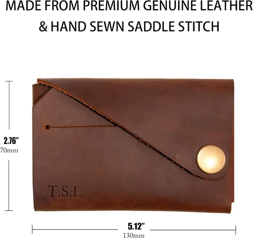 Vista 5 de Tarjetero personalizado- Tarjetero de cuero - Funda pequeña y delgada de cuero para tarjetas - Cartera minimalista para tarjetas - Cartera