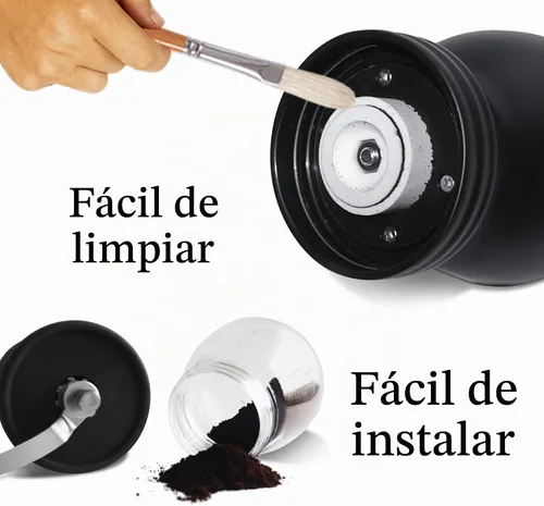 Vista 2 de Molinillo de café manual Mixpresso, molinillo de especias manual, frascos de vidrio, rebaba de cerámica, molienda ajustable, fácil de limpiar