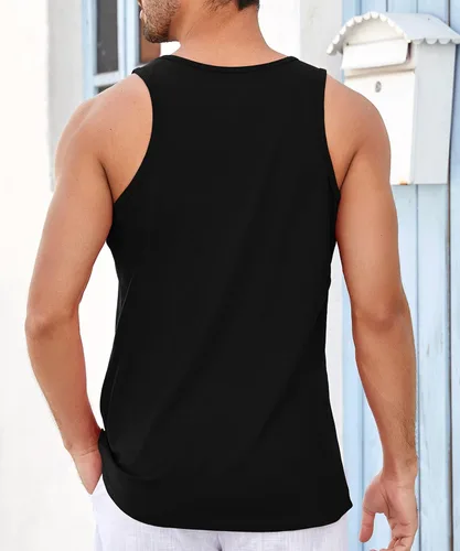 Vista 3 de Runcati Camiseta sin mangas para hombre, estilo vintage con palmeras