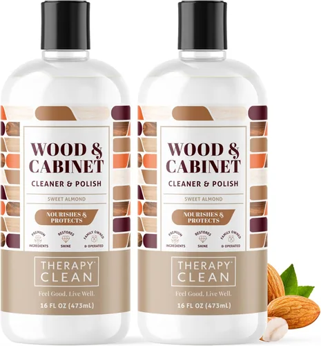 Vista 9 de Kit de pulido de madera Therapy con microfibra 16 oz. - Mejor limpiador de muebles de madera - Aroma a almendra - Limpiador, restaurador