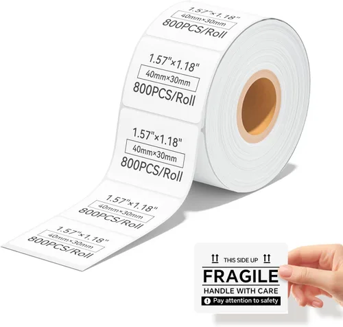 Vista 10 de iDPRT Etiquetas térmicas de dirección postal: 1.18 x 3.54 pulgadas, 2 rollos de 300 unidades, código de barras compatible con iDPRT, Rollo, DYMO