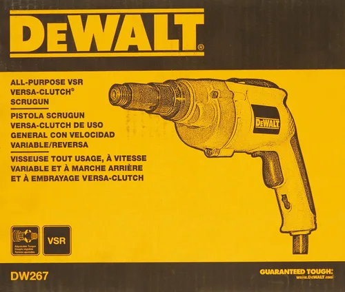 Vista 2 de DEWALT Pistola de tornillos para paneles de yeso, velocidad variable reversible, 6.5 amperios (DW267), 0.25