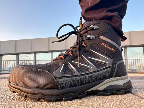 Vista 4 de Botas Wok con punta de acero para hombre, botas de trabajo aisladas, zapatos de punta de acero, botas de construcción cómodas, botas ligeras