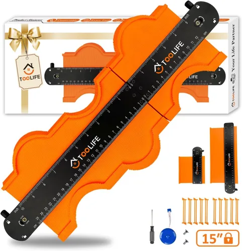 Vista 11 de TOOLIFE Medidor de contorno, regalos de Navidad para hombres, papá, marido, herramientas de carpintería para pisos, carpintería, rellenos