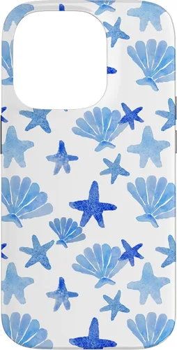 Vista 17 de Funda para iPhone 16 Coastal Nieta Azul Preppy Shells Estrellas de mar Océano Lindo Caso